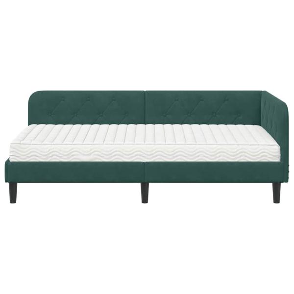 Eckbettgestell Dunkelgrün 90 x 190 cm Samt