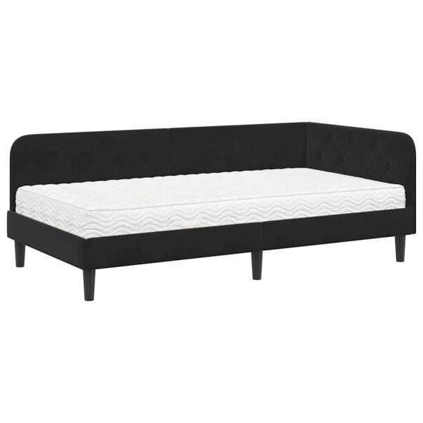 Eckbettgestell Schwarz 90 x 190 cm Samt