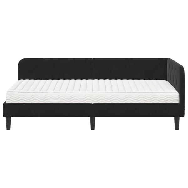 Eckbettgestell Schwarz 90 x 190 cm Samt