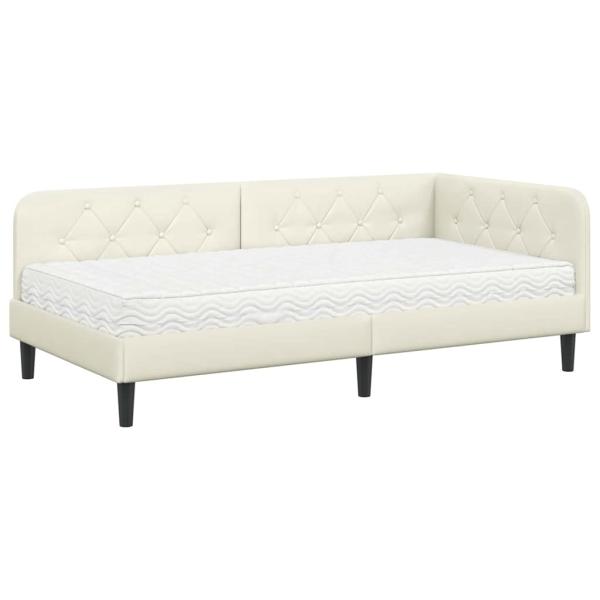 Eckbettgestell Creme 90 x 190 cm Samt