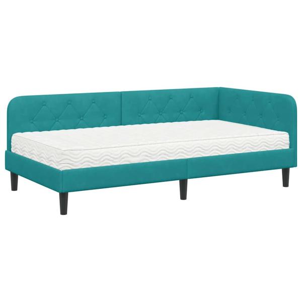 Eckbettgestell Türkis 90 x 190 cm Samt