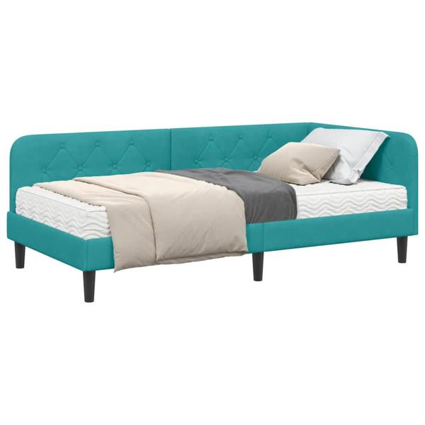 Eckbettgestell Türkis 90 x 190 cm Samt