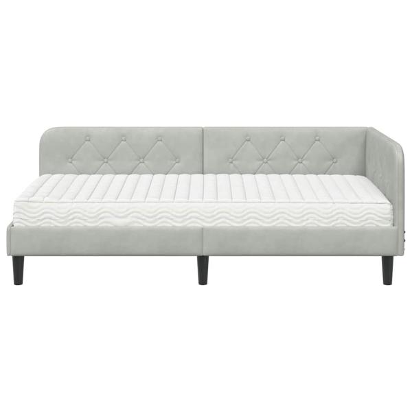 Eckbettgestell Hellgrau 90 x 200 cm Samt