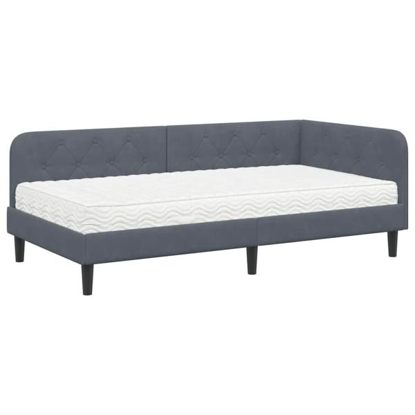 Eckbettgestell Dunkelgrau 100 x 200 cm Samt