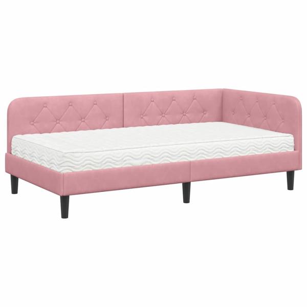 Eckbettgestell Rosa 100 x 200 cm Samt