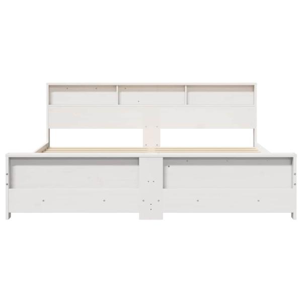 Bettrahmen mit Regal Weiß 200 x 200 cm Massives Kiefernholz