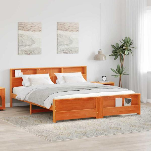 ARDEBO.de - Bettrahmen Wachsbraun 180 x 200 cm Massives Kiefernholz