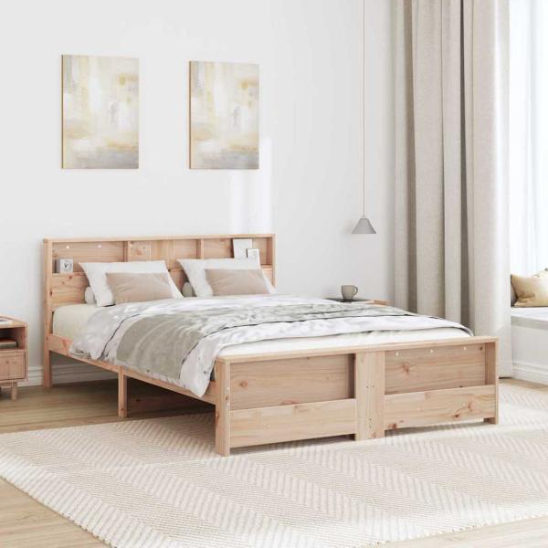 Bettrahmen mit Regal Braun 150 x 200 cm Massives Kiefernholz