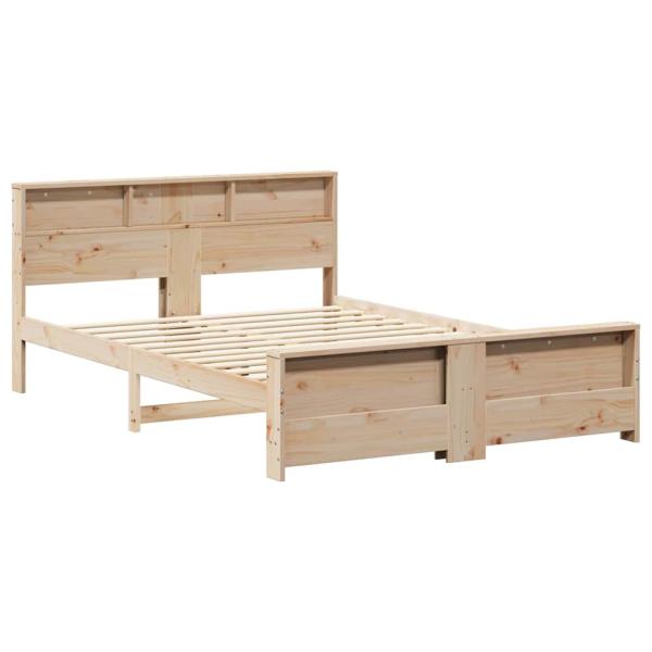 Bettrahmen mit Regal Braun 150 x 200 cm Massives Kiefernholz