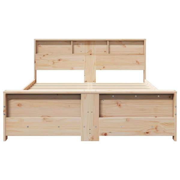 Bettrahmen mit Regal Braun 150 x 200 cm Massives Kiefernholz