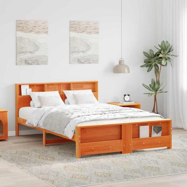 ARDEBO.de - Bettrahmen Wachsbraun 150 x 200 cm Massives Kiefernholz