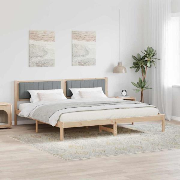 ARDEBO.de - Bettrahmen Hellgrau 200 x 200 cm Massives Kiefernholz