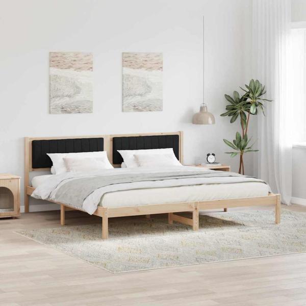 ARDEBO.de - Bettrahmen Schwarz 200 x 200 cm Massives Kiefernholz