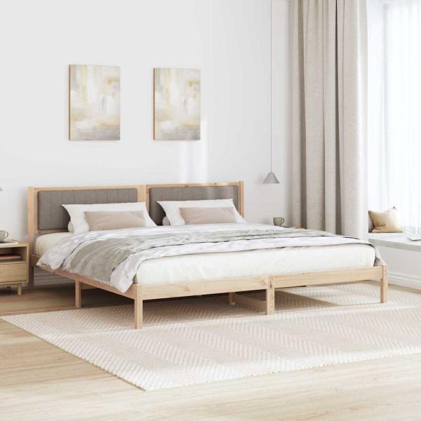 Bettrahmen mit Kopfteil Taupe 200 x 200 cm Massives Kiefernholz