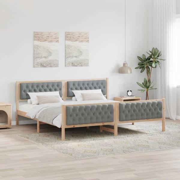 ARDEBO.de - Bettrahmen Hellgrau 200 x 200 cm Massives Kiefernholz