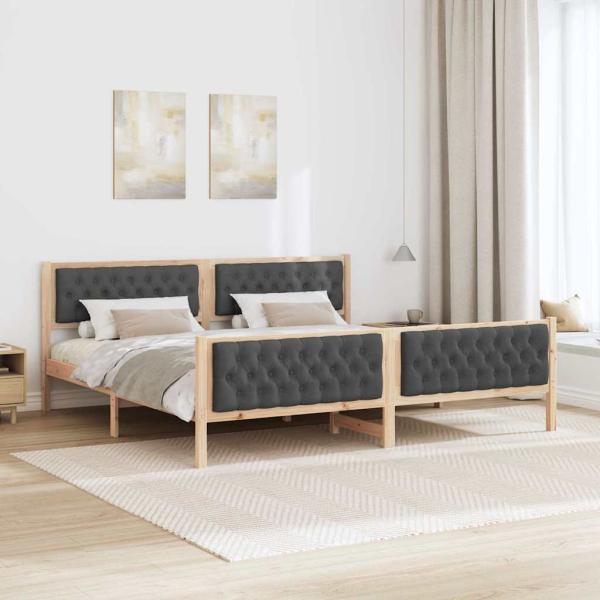 Bettrahmen Dunkelgrau 200 x 200 cm Massives Kiefernholz