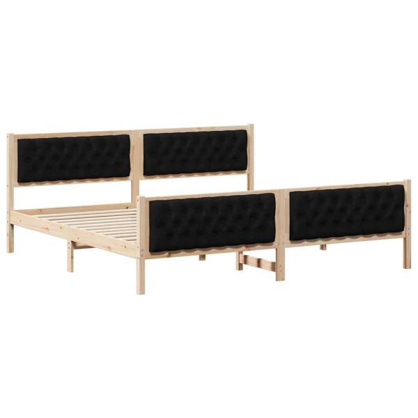 Bettrahmen Schwarz 200 x 200 cm Massives Kiefernholz