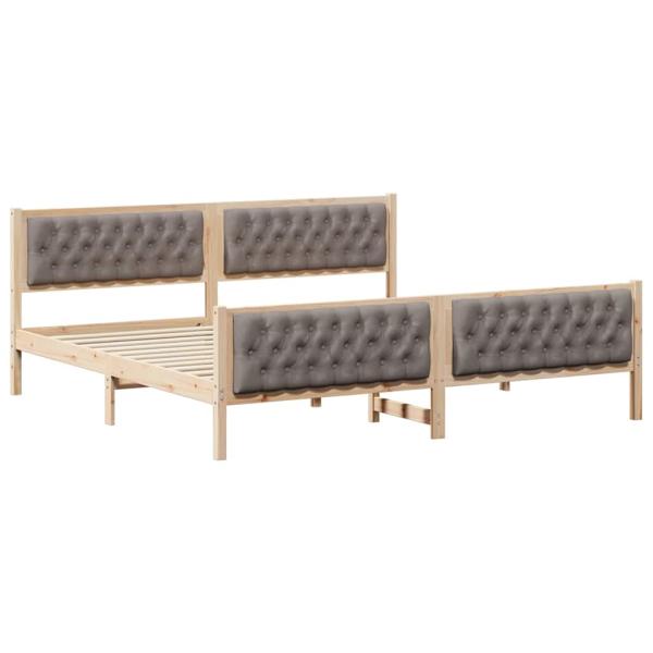 Bettrahmen mit Kopfteil Taupe 200 x 200 cm Massives Kiefernholz