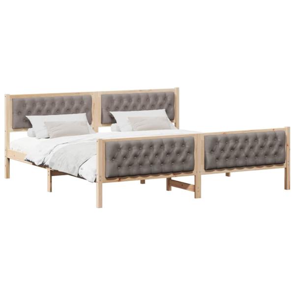 Bettrahmen mit Kopfteil Taupe 200 x 200 cm Massives Kiefernholz
