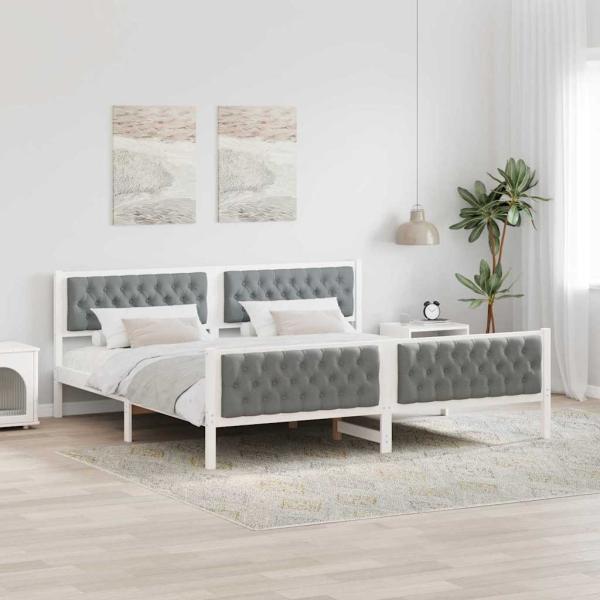 ARDEBO.de - Bettrahmen Hellgrau 200 x 200 cm Massives Kiefernholz