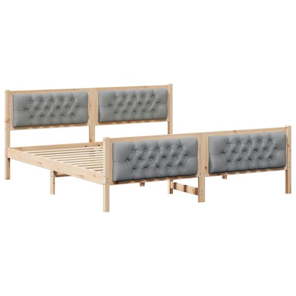 Bettrahmen Hellgrau 180 x 200 cm Massives Kiefernholz