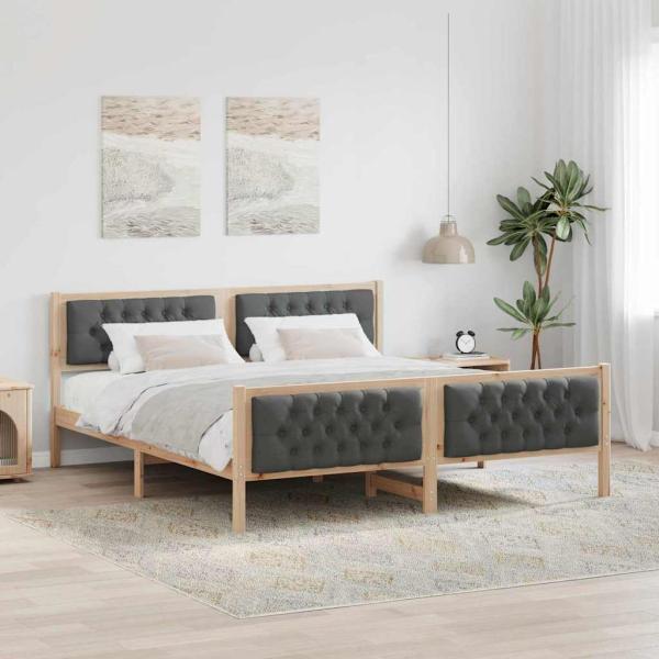 ARDEBO.de - Bettrahmen Dunkelgrau 180 x 200 cm Massives Kiefernholz