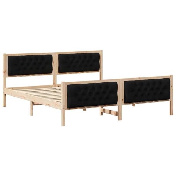 Bettrahmen Schwarz 180 x 200 cm Massives Kiefernholz