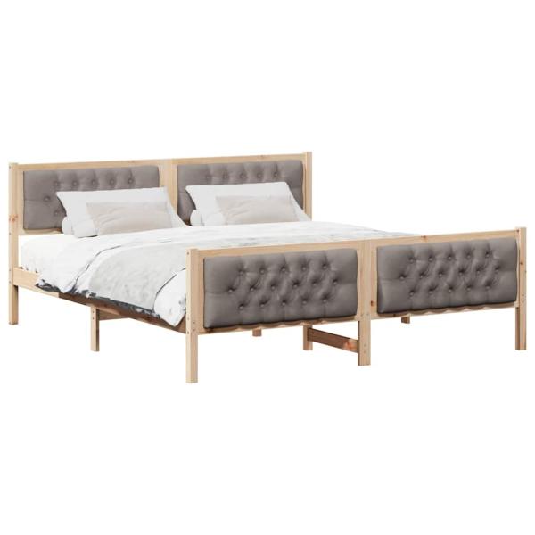 Bettrahmen mit Kopfteil Taupe 180 x 200 cm Massives Kiefernholz
