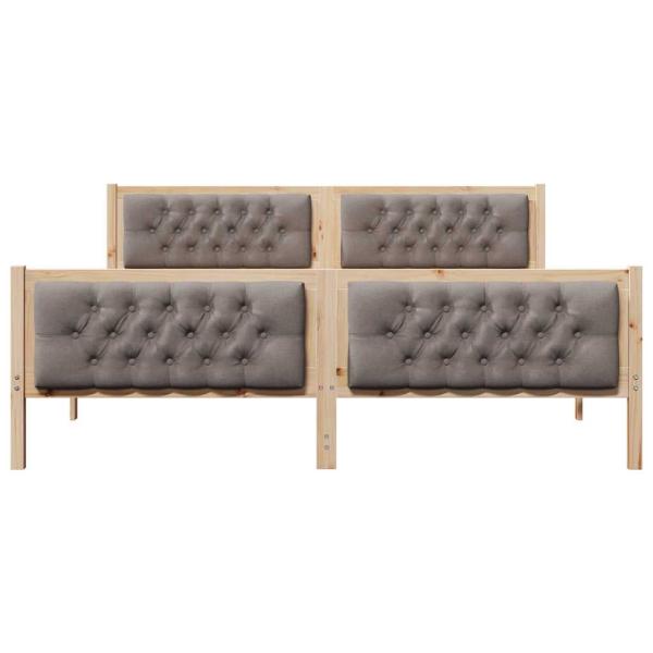 Bettrahmen mit Kopfteil Taupe 180 x 200 cm Massives Kiefernholz