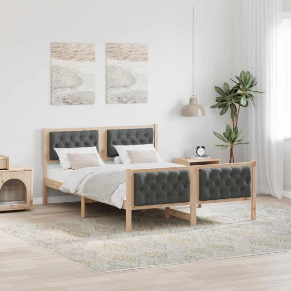 ARDEBO.de - Bettrahmen Dunkelgrau 150 x 200 cm Massives Kiefernholz