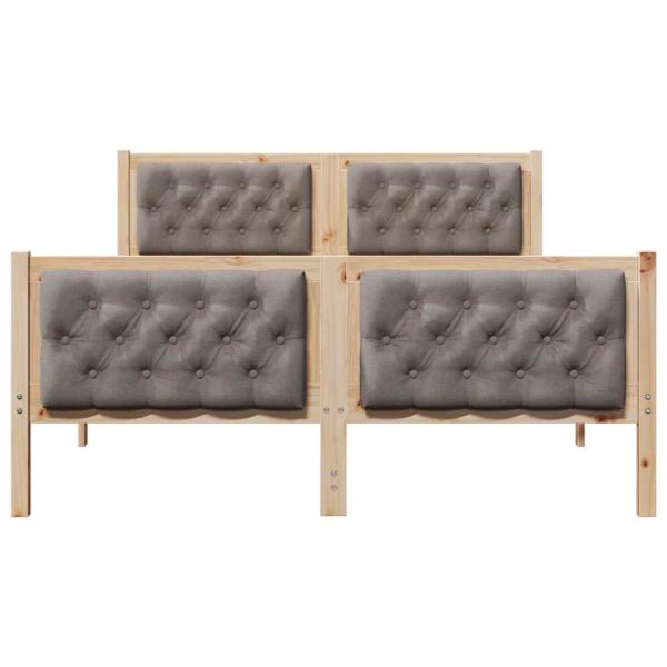 Bettrahmen mit Kopfteil Taupe 150 x 200 cm Massives Kiefernholz