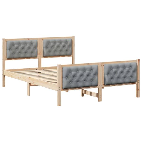 Bettrahmen Hellgrau 140 x 200 cm Massives Kiefernholz
