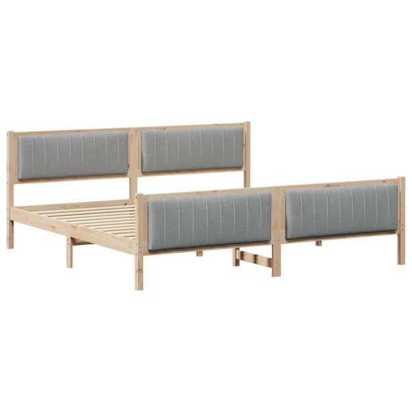 Bettgestell Braun und hellgrau 200 x 200 cm Massivholz Kiefer