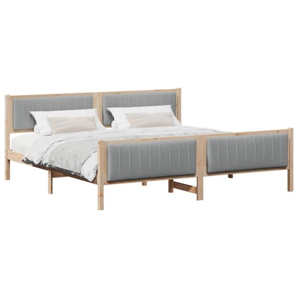 Bettgestell Braun und hellgrau 200 x 200 cm Massivholz Kiefer