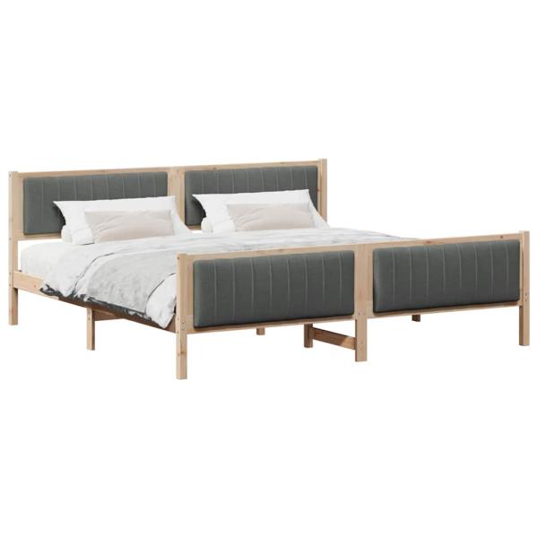 Bettgestell Braun und Dunkelgrau 200 x 200 cm Massivholz Kiefer