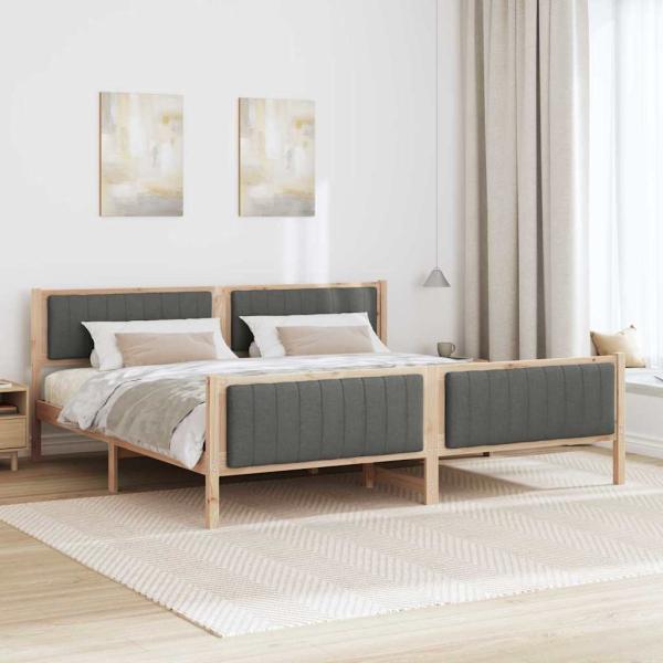 Bettgestell Braun und Dunkelgrau 200 x 200 cm Massivholz Kiefer