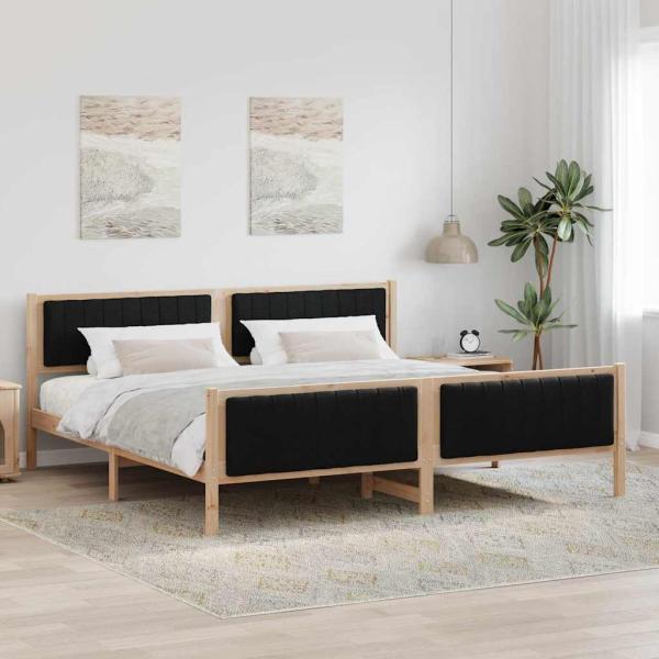 ARDEBO.de - Bettgestell Braun und Schwarz 200 x 200 cm Massivholz Kiefer