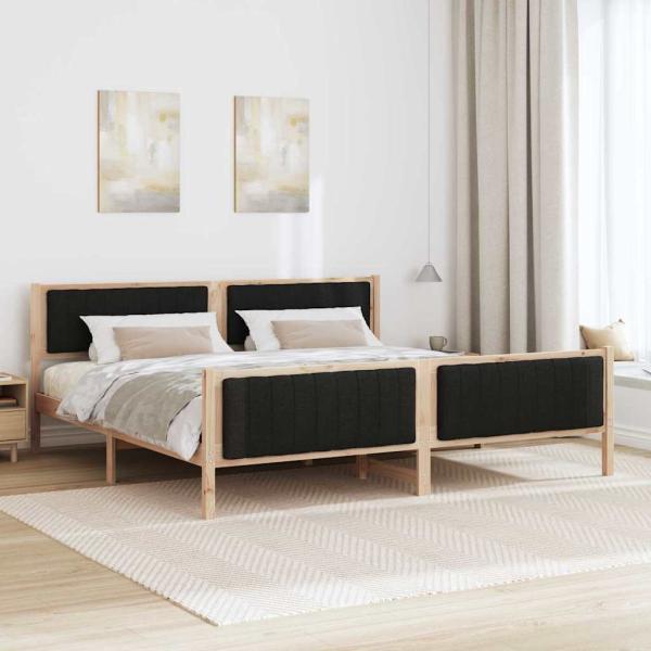 Bettgestell Braun und Schwarz 200 x 200 cm Massivholz Kiefer