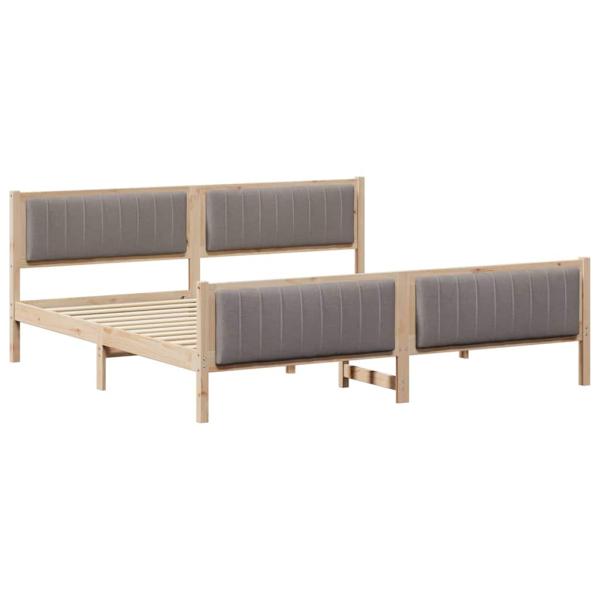 Bettgestell Braun und Taupe 200 x 200 cm Massivholz Kiefer
