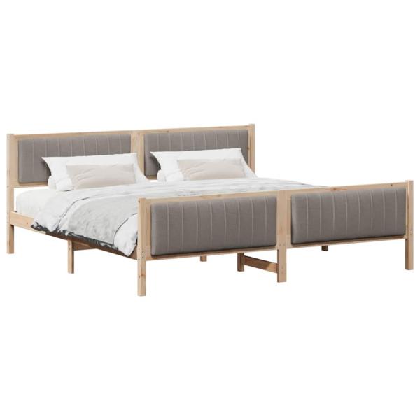 Bettgestell Braun und Taupe 200 x 200 cm Massivholz Kiefer