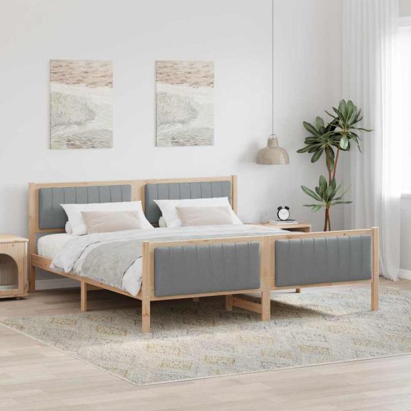 ARDEBO.de - Bettgestell Braun und Hellgrau 180 x 200 cm Massivholz Kiefer