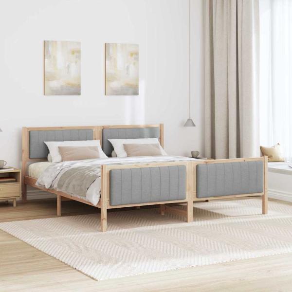 Bettgestell Braun und Hellgrau 180 x 200 cm Massivholz Kiefer