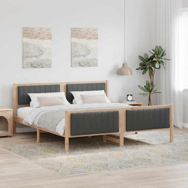 ARDEBO.de - Bettgestell Braun und Dunkelgrau 180 x 200 cm Massivholz Kiefer