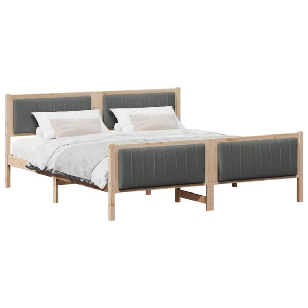 Bettgestell Braun und Dunkelgrau 180 x 200 cm Massivholz Kiefer