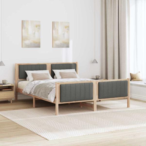 Bettgestell Braun und Dunkelgrau 160 x 200 cm Massivholz Kiefer