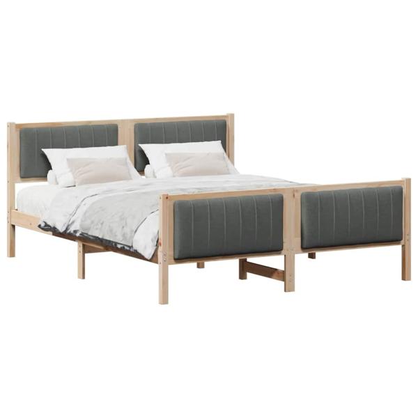 Bettgestell Braun und Dunkelgrau 150 x 200 cm Massivholz Kiefer