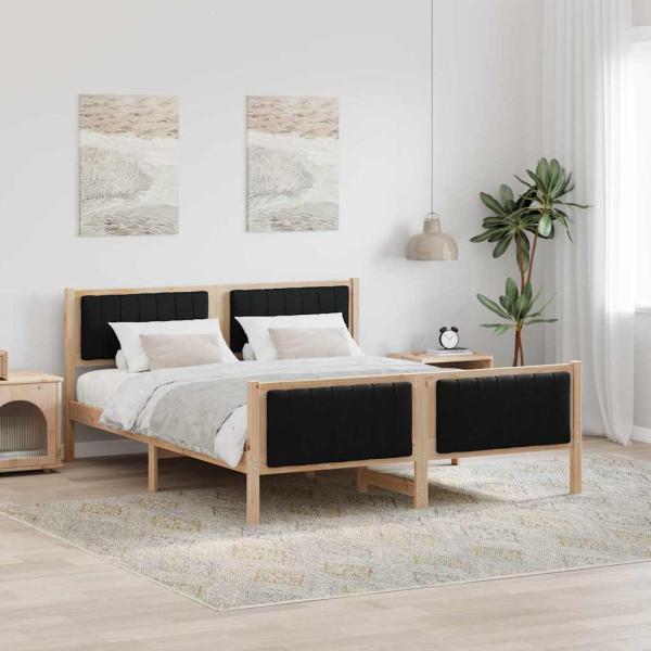 ARDEBO.de - Bettgestell Braun und Schwarz 150 x 200 cm Massivholz Kiefer