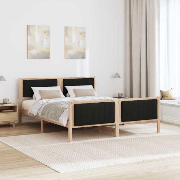 Bettgestell Braun und Schwarz 150 x 200 cm Massivholz Kiefer