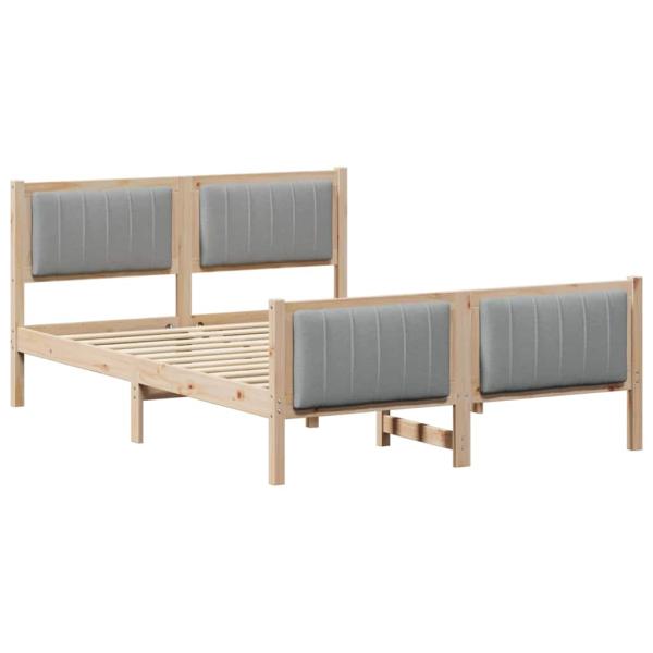 Bettgestell Braun und Hellgrau 140 x 190 cm Massivholz Kiefer