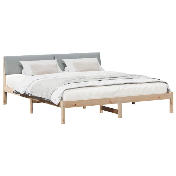 Bettgestell Braun und hellgrau 200 x 200 cm Massivholz Kiefer